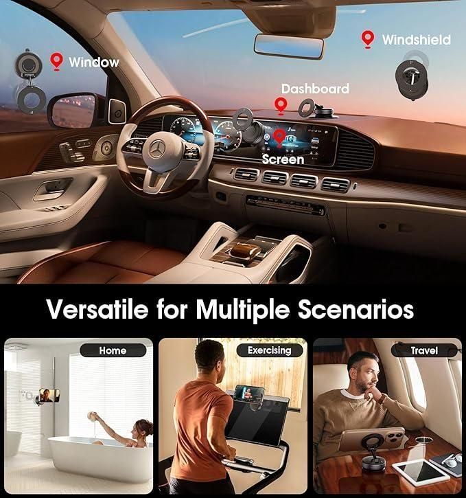 MagNex360™ | 360° Magnetic Vacuum Phone Holder + MagNex Ring Adapter for All Phones