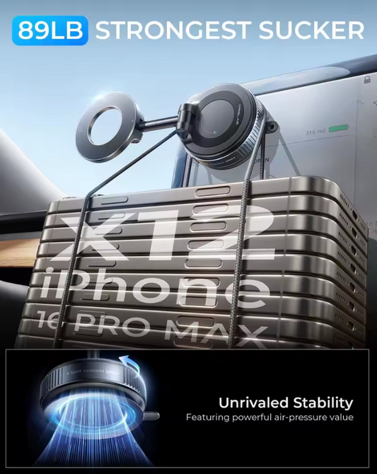 MagNex360™ | 360° Magnetic Vacuum Phone Holder + MagNex Ring Adapter for All Phones