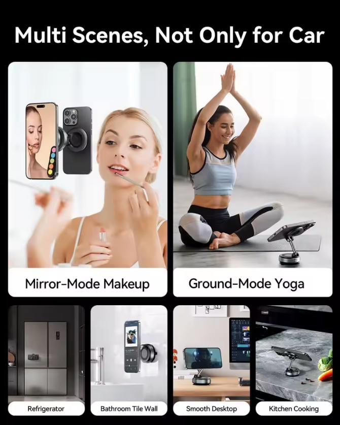 MagNex360™ | 360° Magnetic Vacuum Phone Holder + MagNex Ring Adapter for All Phones